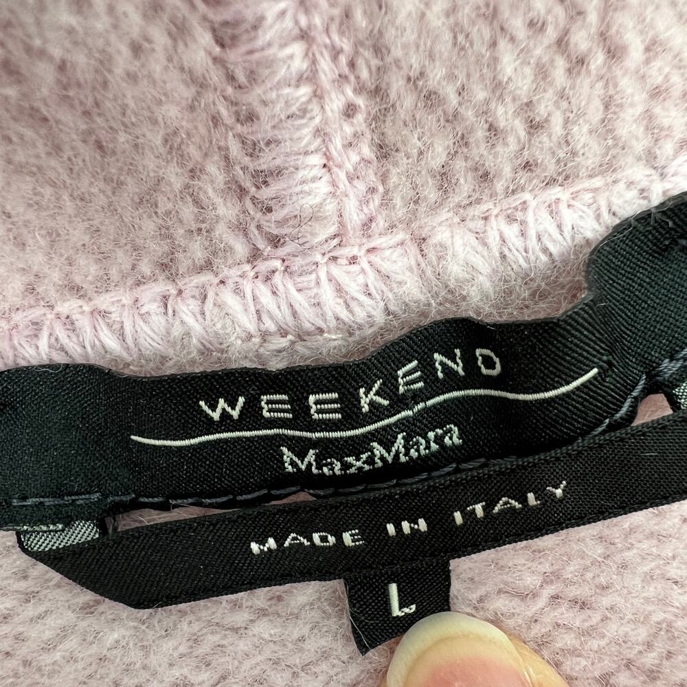 Weekend Max Mara Hooded Wool Sweater Vest Cardigan Pink Full Zip Large READ - Picture 7 of 16